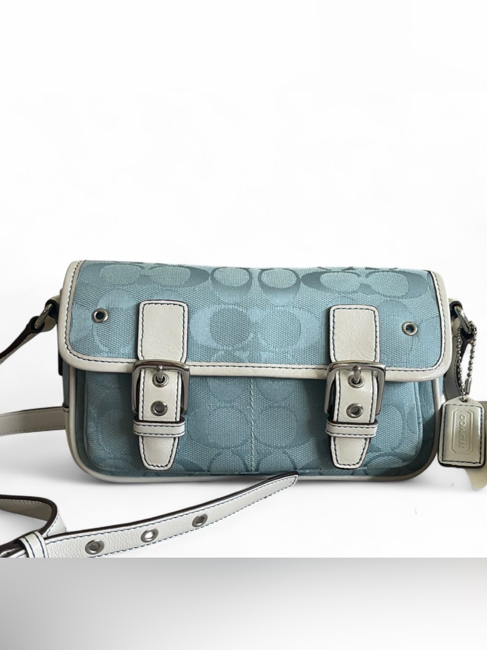 Y2K Coach 6844 *Ultra Rare* Vintage Sky Baby Blue Monogram Crossbody